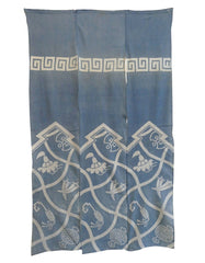 A Pale Blue Lightweight Cotton Noren: Complex Large Scale Repeat Design