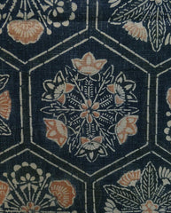 A Length of Katazome Dyed Cotton: Fantasy Flowers and Hexagon Repeat