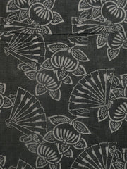 A Length of Warm Grey Toned Katazome: Spirited Pattern on Hand Spun Cotton