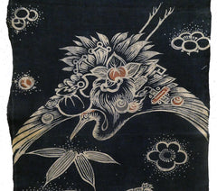 A Length of Amazingly Detailed Katazome Cotton: Laden with Symbolism