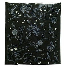 A Large Re-Purposed Shibori Cloth: Otafuku, Tengu and Auspicious Symbols