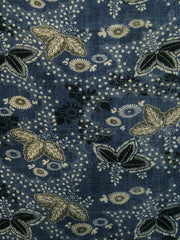 A Fragment of Old Hand Spun Cotton Katazome: Paulownia and Chrysanthemum