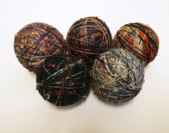 Five Small Balls of Leftover Cotton Yarn: Various Color Tones