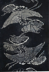 A Length of Large Scale Katazome Cotton: Pine and Crane