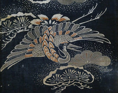 A Length of Large Scale Patterned Katazome: Cranes and Pine
