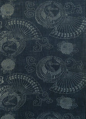 A Length of Blue-on-Blue Katazome Cotton: Hand Spun Yarns