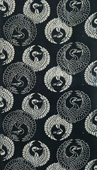 A Generous Length of Katazome Dyed Cotton: Cranes as Roundels