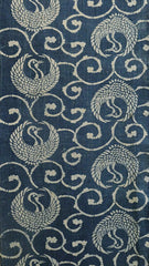 A Length of Katazome Dyed Cotton: Cranes as Roundels and Arabesque