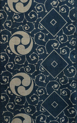 A Length of Indigo Dyed Katazome Cotton: Bold Pattern
