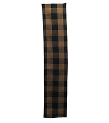 A Length of Large Scale Checked Cotton Cloth: Brown and Blue