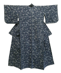 A Full Kimono of Heavyweight Kasuri Cotton: Weft Based Pattern