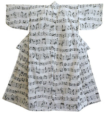 A Woman's Yukata Showing a Musical Score: Unusual, Playful Pattern