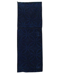 A Deep Blue on Deep Blue Resist Dyed Boro Textile: Shippo Tsunagi