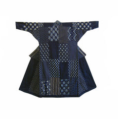 A Beautifully Pieced Indigo Cotton Coat: Staggered Symmetry in Kasuri