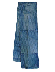 A Length of Indigo Dyed Boro Cotton: Geometric Katazome Pattern