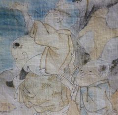 An Elaborately Hand Painted Child's Kimono Panel: 19th Century Hemp