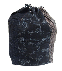 A Very Good Indigo Dyed Cotton Komebukuro: Pieced Drawstring Bag