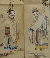 A Large Hand Painted Festival Banner Cartoon: Seven Chinese Ancients
