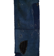 An Indigo Dyed Cotton Boro Panel: Quirky White Stitching