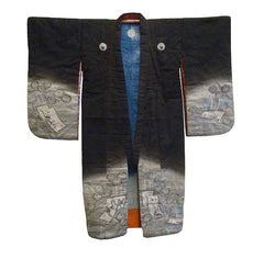 A Beautifully Hand Painted Child's Cotton Kimono: Hidden Rabbits and Waves
