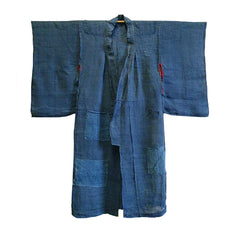 A Boro, Overdyed Child's Asa Kimono: Edo Komon Patches
