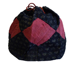 A Pieced Drawstring Bag of Omi Jofu: Hot Pink Inserts