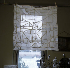 A Beautifully Complex Machine Stitched Vintage Pojagi: White Hemp or Ramie