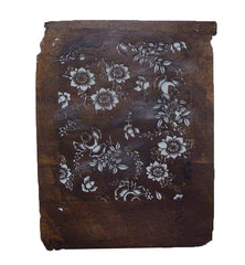 A Katagami Cut from Re-used Paper: Sparrows and Flowers