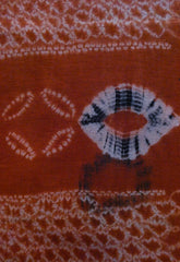 A Length of Red Dyed Shibori Cotton: Meiji Era Specialty