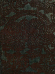 A Length of Iron Oxide Stenciled Overdyed Cotton: Peonies