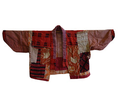 A Really Beautiful Red Han Juban: Boro Half Under Kimono