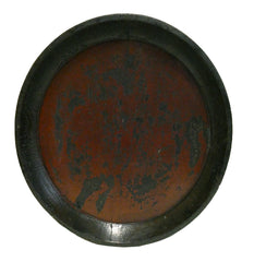 A Distressed Antique Lacquer Footed Tray: Slightly Oval