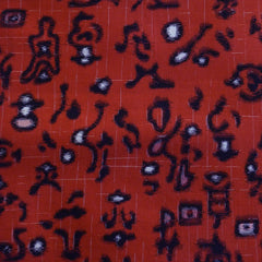 A Length of Red Colored Meisen Silk: Dark Markings