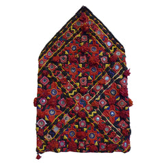 An Exuberantly Decorated Rajasthani Pouch: Pompoms, Mirrors, Beads