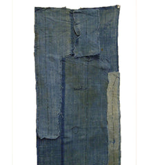 A Long Indigo Dyed Cotton Boro Panel: Hand Spun Yarns