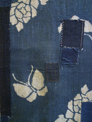 A Length of Boro Butterflies and Peonies: Indigo Dyed Cotton