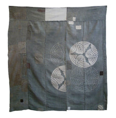 A Large Grey Colored Boro Cotton Textile: Resist Dyed Crests
