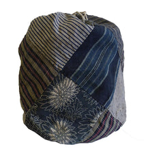 A Large Piece-Constructed Drawstring Bag: Old Cottons