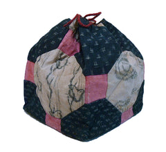 A Pieced Hemp or Ramie Rice Bag: Safflower Dyed Pink Patches