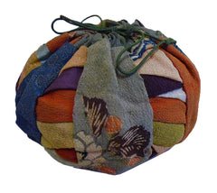 A Small Pieced Drawstring Bag of Crepe Silks: All Botanical Dyes