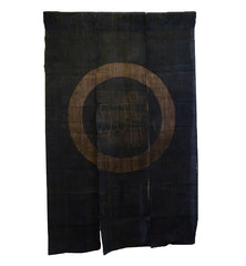 A Three Panel Resist Dyed Hemp Boro Noren: Sashiko Stitched Name