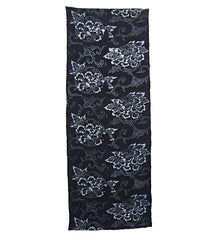 A Length of Indigo Dyed Katazome Cotton: Peonies Two Ways