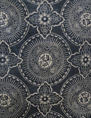 A Length of Indigo Dyed Katazome Cotton: Roundels and Details