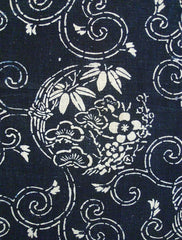 A Length of Katazome Dyed Cotton: Many Auspicious Symbols