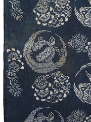 A Length of Katazome Dyed Cotton: Many Auspicious Symbols as Roundels