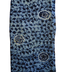 A Length of Indigo Dyed Cotton Shibori: Large Miura and Rustic Plum Blossoms