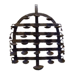 A Folk Art Iron Festival Lamp from Bastar, India: Delicately Rusted