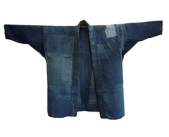 A Beautifully Repuposed Indigo Dyed Cotton Work Coat: Boro Jacket