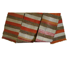 A Wide Sakiori Obi: Ragweave in Rust, Cream and Moss