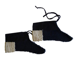 A Pair of Reinforced Sashiko Stitched Tabi Covers: Indigo Dyed Cotton